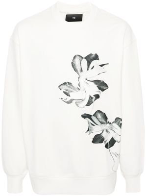 Y-3 floral-print drop-shoulder sweatshirt - White