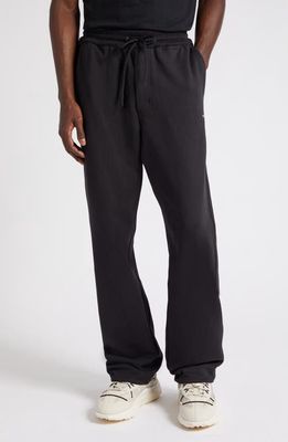 Y-3 FT Drawstring Organic Cotton Fleece Straight Leg Pants in Black