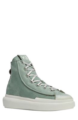 Y-3 Gender Inclusive Nizza High Top Sneaker in Silver Green/Green/White