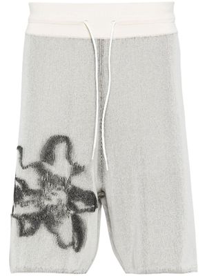 Y-3 GFX flower-jacquard ribbed shorts - Neutrals