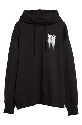 Y-3 GFX Organic Cotton Fleece Logo Hoodie in Black