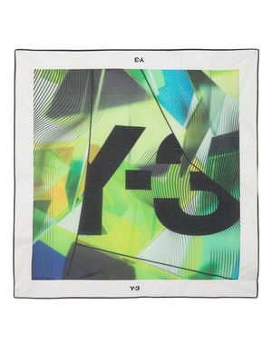 Y-3 graphic-print cotton scarf - White