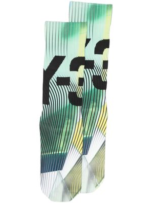 Y-3 graphic-print logo socks - Green