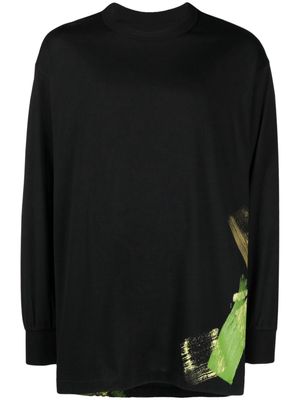 Y-3 graphic-print long-sleeve T-shirt - Black