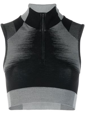 Y-3 high-neck ribbed knit crop top - Black