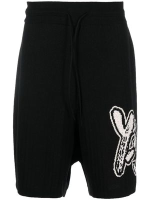 Y-3 high-waist knitted shorts - Black