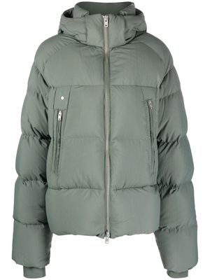 Y-3 hooded zip-up puffer jacket - Green