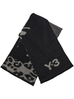 Y-3 intarsia-knit logo scarf - BLACK/CORE WHITE