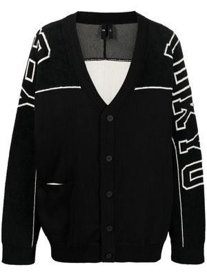 Y-3 intarsia-knit logo V-neck cardigan - Black