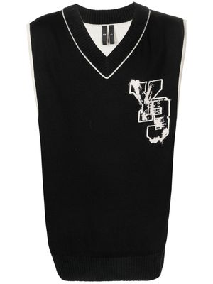 Y-3 intarsia-logo sleeveless jumper - Black