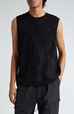 Y-3 Jacquard Knit Sweater Vest in Black