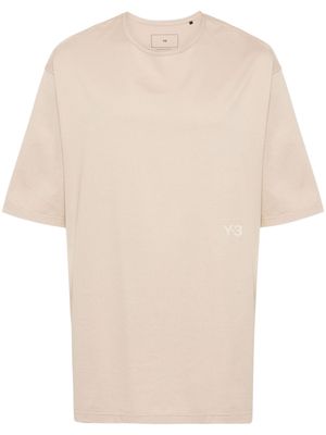 Y-3 logo-appliqué cotton T-shirt - Brown