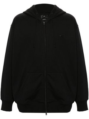 Y-3 logo-appliqué zip-up hoodie - Black