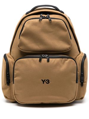 Y-3 logo-embroidered padded backpack - Neutrals