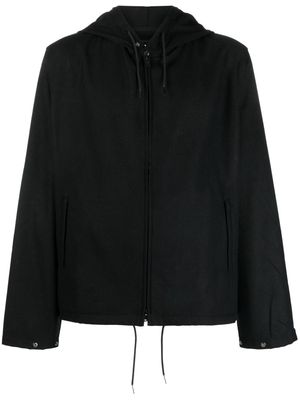 Y-3 logo-patch flannel hoodie - Black