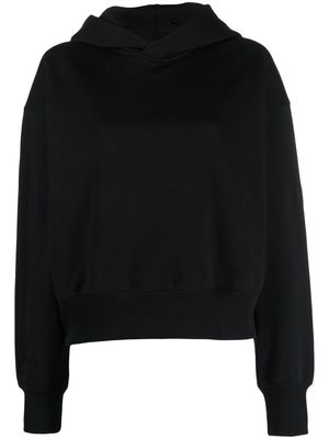 Y-3 logo-patch long-sleeve hoodie - Black