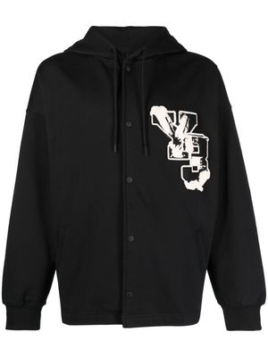 Y-3 logo-patch organic cotton hoodie - Black