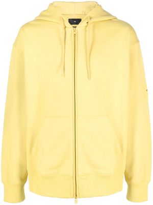 Y-3 logo-patch organic-cotton hoodie - Yellow