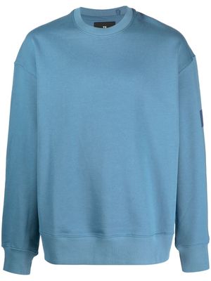 Y-3 logo-print C-neck sweatshirt - Blue