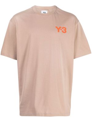 Y-3 logo-print cotton T-shirt - Brown