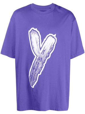 Y-3 logo-print cotton T-shirt - Purple