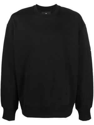 Y-3 logo print crew neck sweatshirt - Black