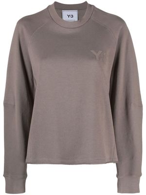 Y-3 logo print crew neck sweatshirt - Brown