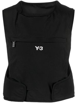 Y-3 logo-print cropped gilet - Black