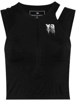 Y-3 logo-print cropped performance top - Black