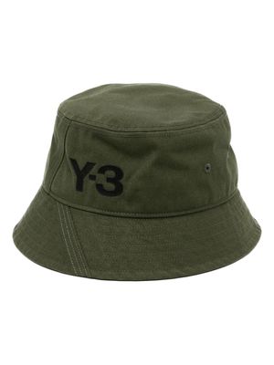 Y-3 logo-print decorative-stitching bucket hat - Green