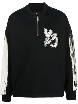 Y-3 logo-print half-zip sweatshirt - Black