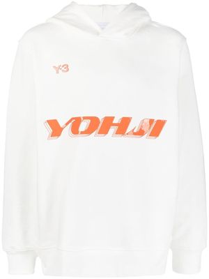 Y-3 logo print hoodie - White