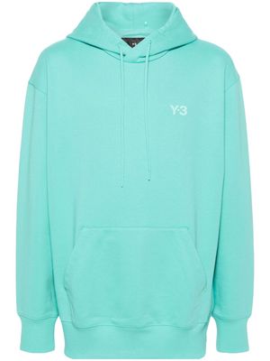 Y-3 logo-print jersey hoodie - Blue