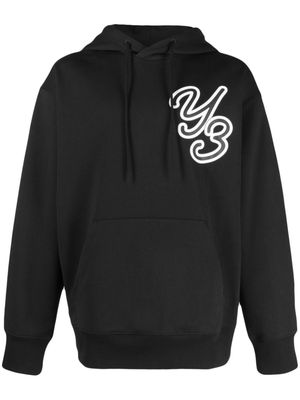 Y-3 logo-print organic-cotton hoodie - Black