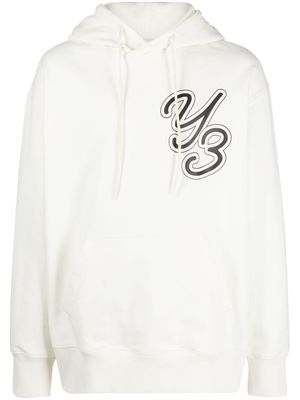 Y-3 logo-print organic cotton hoodie - White