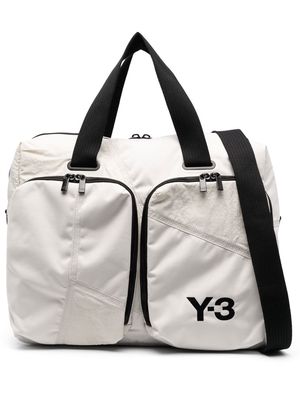 Y-3 logo-print padded holdall - Neutrals