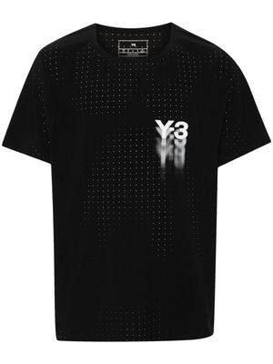Y-3 logo-print perforated T-shirt - Black