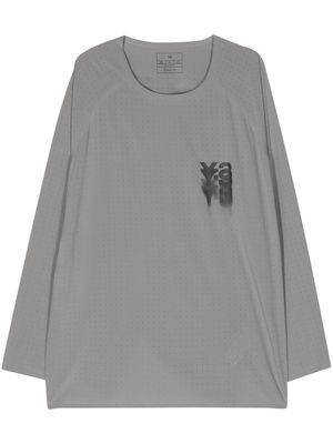 Y-3 logo-print perforated T-shirt - Grey