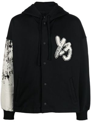 Y-3 logo-print press-stud hoodie - Black