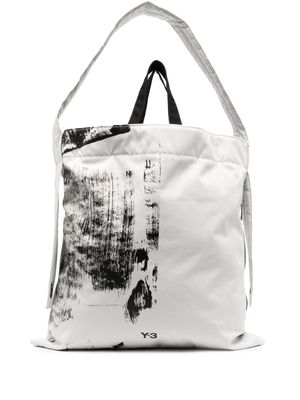 Y-3 logo-print recycled polyester tote bag - Neutrals