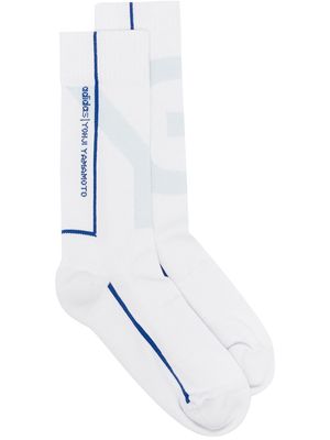 Y-3 logo print socks - White