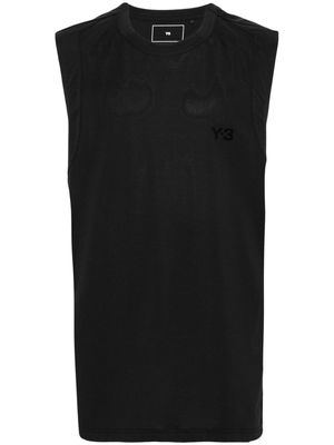 Y-3 logo-printed cotton-blend top - Black