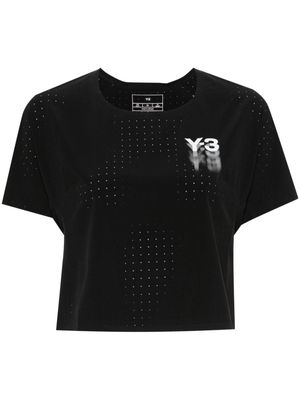 Y-3 logo-printed cropped T-shirt - Black