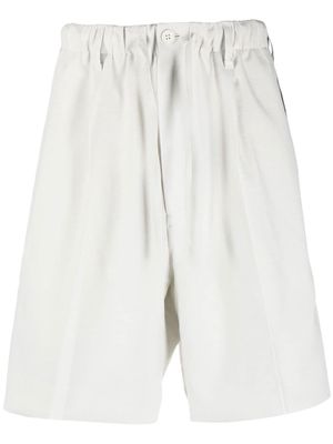 Y-3 long side-stripe cotton shorts - White
