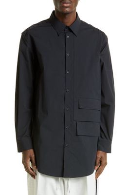 Y-3 Long Sleeve Button-Up Shirt in Black