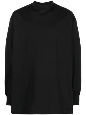 Y-3 mock-neck long-sleeved cotton T-shirt - Black