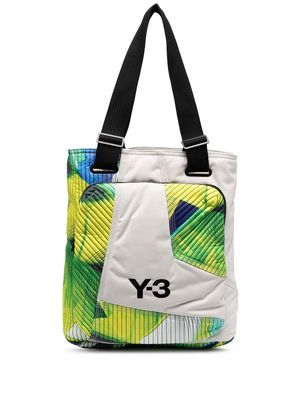 Y-3 panelled abstract-print tote bag - Green