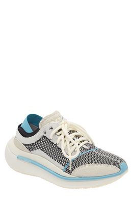 Y-3 Qisan Knit Mixed Media Sneaker in Off White/white/grey