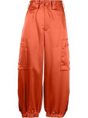 Y-3 satin-effect cargo trousers - Orange