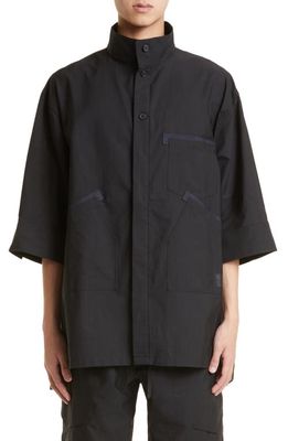 Y-3 Short Sleeve Workwear Button-Up Shirt in Black